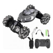 (Gray Dual Control) 4WD Stunt Car Remote Control Off Road Toy Present for Kids Adults