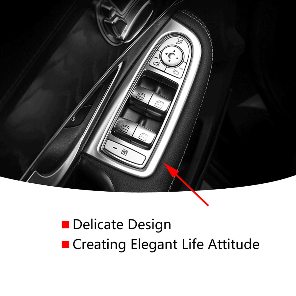 Car Window Lift Button Cover Trim For Mercedes Benz C Class W205 & Glc X253, Silver 8371362789523