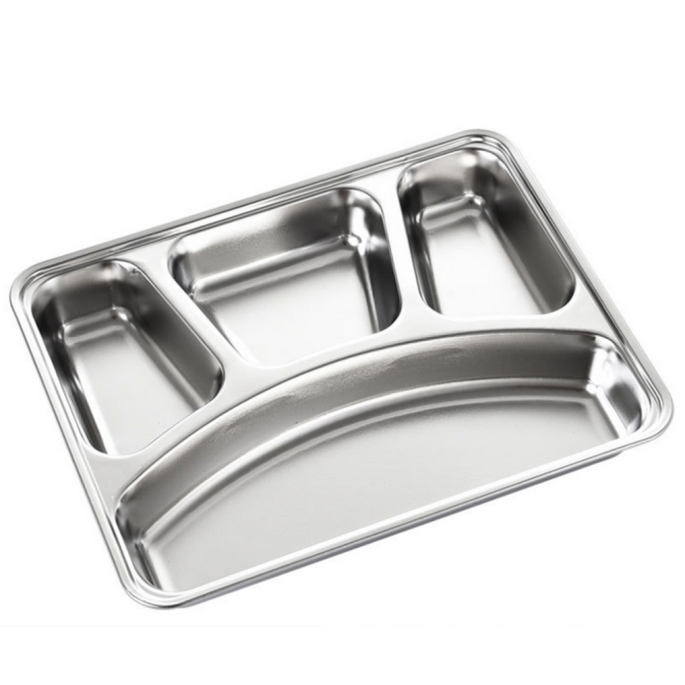Stainless Steel Kids Plates, Portion Control Compartment Trays, Reusable Stainless Steel Food Tray with Multiple Compartments, Non Toxic Toddler Plate