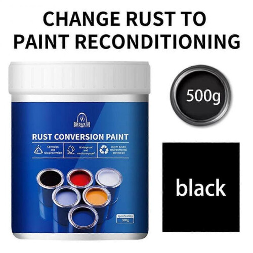 (500g, Black) Weatherproof Rust Converter Paint for Metal Water-based Rust-proof Paint Metal Paint Effective Rust Conversion Paint 1