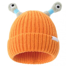 (Orange) Cute Little-Monster LED Knit Beanie for Girls Women Stretchy Soft Cuffed Beanie for Girls Adults