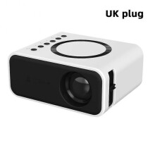 (UK plug, White) Manual Focusing Mini Phone Projector Wireless Wired Beamers Player for Home Theater