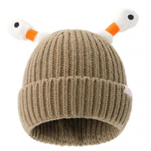 (Coffee) Cute Little-Monster LED Knit Beanie for Girls Women Stretchy Soft Cuffed Beanie for Girls Adults