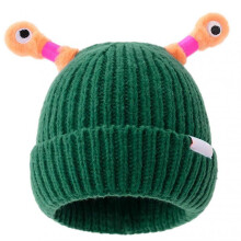 (dark green) Cute Little-Monster LED Knit Beanie for Girls Women Stretchy Soft Cuffed Beanie for Girls Adults