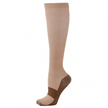 (Skin Color) Compression Copper Stocking Outdoor Riding Fitness Soft Fabric Socks for Medical Running Athletic