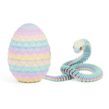 (V) 3D Printed Snake Dragons Egg with Snake Include Mini Dragons Egg Fidgets Toy for Adults Kid Articulated Snake Desk Decor