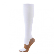 (White) Compression Copper Stocking Outdoor Riding Fitness Soft Fabric Socks for Medical Running Athletic