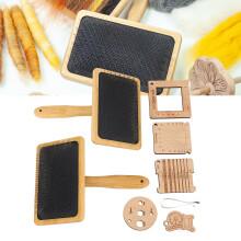 Wooden Wool Blending Board Carding Brush Set with Ruler & Chain