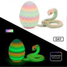 (O) 3D Printed Snake Dragons Egg with Snake Include Mini Dragons Egg Fidgets Toy for Adults Kid Articulated Snake Desk Decor