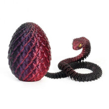 (N) 3D Printed Snake Dragons Egg with Snake Include Mini Dragons Egg Fidgets Toy for Adults Kid Articulated Snake Desk Decor