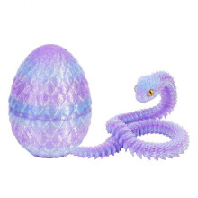 (F) 3D Printed Snake Dragons Egg with Snake Include Mini Dragons Egg Fidgets Toy for Adults Kid Articulated Snake Desk Decor