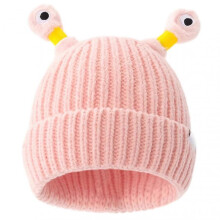 (Light Pink) Cute Little-Monster LED Knit Beanie for Girls Women Stretchy Soft Cuffed Beanie for Girls Adults