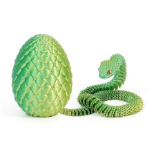 (S) 3D Printed Snake Dragons Egg with Snake Include Mini Dragons Egg Fidgets Toy for Adults Kid Articulated Snake Desk Decor