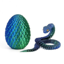 (R) 3D Printed Snake Dragons Egg with Snake Include Mini Dragons Egg Fidgets Toy for Adults Kid Articulated Snake Desk Decor