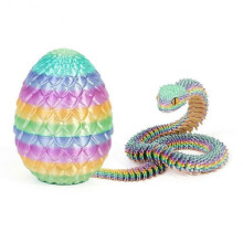 (U) 3D Printed Snake Dragons Egg with Snake Include Mini Dragons Egg Fidgets Toy for Adults Kid Articulated Snake Desk Decor