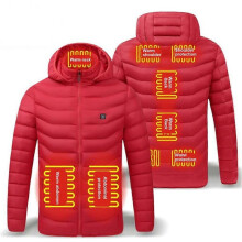 (4XL, Red Dual Control) Smart Heated Jacket for Men Women USB Charging Thermal Hooded Cotton Coat