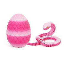 (L) 3D Printed Snake Dragons Egg with Snake Include Mini Dragons Egg Fidgets Toy for Adults Kid Articulated Snake Desk Decor