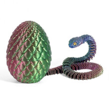 (Y) 3D Printed Snake Dragons Egg with Snake Include Mini Dragons Egg Fidgets Toy for Adults Kid Articulated Snake Desk Decor