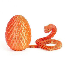 (Q) 3D Printed Snake Dragons Egg with Snake Include Mini Dragons Egg Fidgets Toy for Adults Kid Articulated Snake Desk Decor