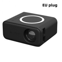 (EU plug, Black) Manual Focusing Mini Phone Projector Wireless Wired Beamers Player for Home Theater