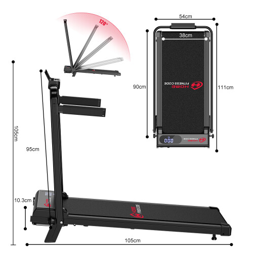 T7 Black Folding Treadmill with Side Handles 2