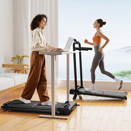 T7 Black Folding Treadmill with Side Handles 1