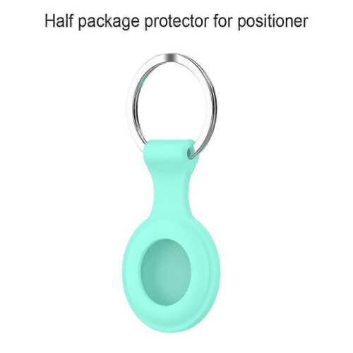 (Teal half-packed) Protective Case Compatible with Airtags 2021 Silicone Holder with Key Chain Portable Protector Case Easy Attach