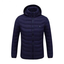 (S, Blue) Smart Heated Jacket USB Charging Electrothermal Hooded Coat for Women Men