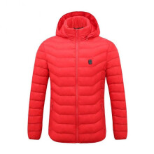 (S, Red) Smart Heated Jacket USB Charging Electrothermal Hooded Coat for Women Men