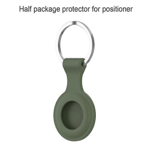 (Dark Green half Pack) Protective Case Compatible with Airtags 2021 Silicone Holder with Key Chain Portable Protector Case Easy Attach 2