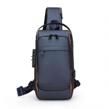 (Blue Brown) Color Matching Sports Shoulder Bag Large Capacity Short Travel Bag for Men Daily Use