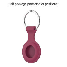 (Wine Red half Pack) Protective Case Compatible with Airtags 2021 Silicone Holder with Key Chain Portable Protector Case Easy Attach