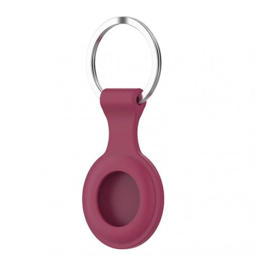 (Wine Red half Pack) Protective Case Compatible with Airtags 2021 Silicone Holder with Key Chain Portable Protector Case Easy Attach 1
