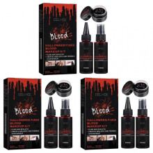 (3pcs) 1-3pcs Halloween Fake Blood Makeup Kit, Realistic Horror Effects for Parties, Theatrical & Cosplay, Safe Skin-Friendly SFX Props
