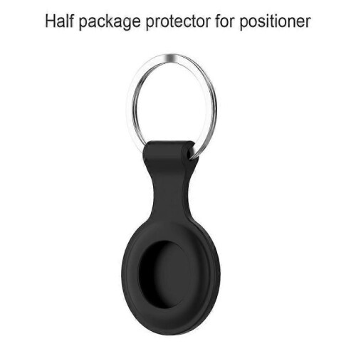 (Black half Pack) Protective Case Compatible with Airtags 2021 Silicone Holder with Key Chain Portable Protector Case Easy Attach 2