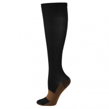 (Black) Compression Copper Stocking Outdoor Riding Fitness Soft Fabric Socks for Medical Running Athletic