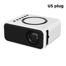 (US plug, White) Manual Focusing Mini Phone Projector Wireless Wired Beamers Player for Home Theater