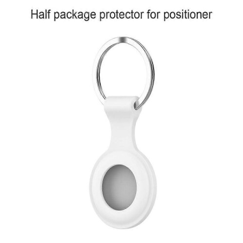 (White half Pack) Protective Case Compatible with Airtags 2021 Silicone Holder with Key Chain Portable Protector Case Easy Attach 2
