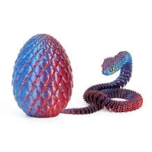 (T) 3D Printed Snake Dragons Egg with Snake Include Mini Dragons Egg Fidgets Toy for Adults Kid Articulated Snake Desk Decor