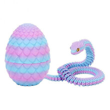 (A) 3D Printed Snake Dragons Egg with Snake Include Mini Dragons Egg Fidgets Toy for Adults Kid Articulated Snake Desk Decor