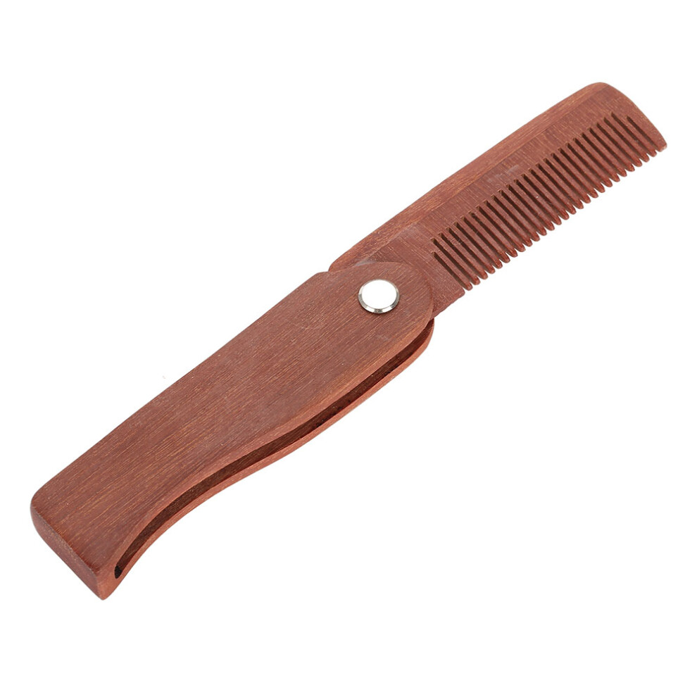 Natural Wooden Folding Beard Comb for Travel and Grooming