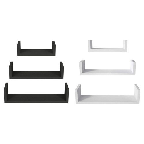 Pack of 3 Solid Wood Floating Wall Shelves Featuring-White 1