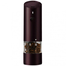 (Red Wine) Rechargeable Electric Salt and Pepper Grinder - Automatic Spice Mill for Kitchen Supplies, Home, Hotel, and Restaurant Use