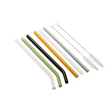 Dishwasher Safe Glass Straws With Cleaning Brush Included, Borosilicate Glass Drinking Straws, Reusable Bent Glass Straws, Heat Resistant Colored Stra