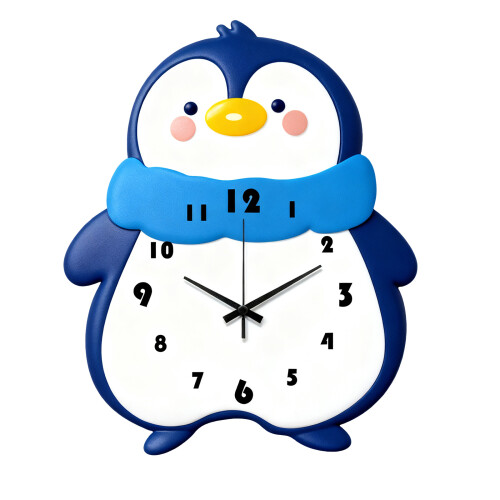 Penguins Clock for Kitchen Decorative Clock Wood-Light Blue L