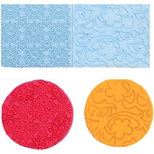 Σετ καλουπιών για fondant impression mat, ανάγλυφα σχέδια, αντικολλητική τεχνολογία για 1