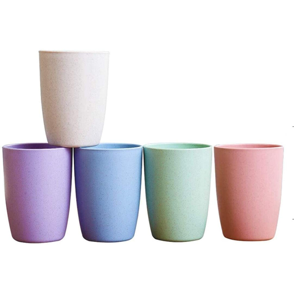 Wheat Straw Cups, Eco-Friendly Unbreakable Reusable Tumbler Set for Home Picnics, BPA-Free, Microwave And Dishwasher Safe, Healthy for Kids, Multicolo