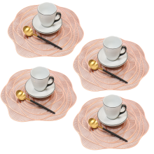 Jogos americanos de vinil, com acabamento metálico brilhante e design reutilizável de rosas. Fáceis de limpar e antiderrapantes, ideais para