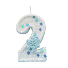 Winter Snowflake Themed Birthday Number Candle with-2