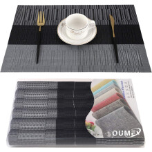 Set placemats met geweven textuur, antislip PVC-vinylmatten, hittebestendige en wasbare tafelbeschermers voor thuis en op kantoor.